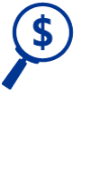Magnifying glass focused on a dollar sign