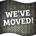 Image of a metal grate background with title 'We've Moved!'
