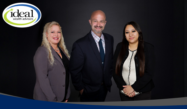 Ideal Wealth Advisors Logo with Photo of Kristin Becker, Craig Lundquist and Kimberly Ramos
