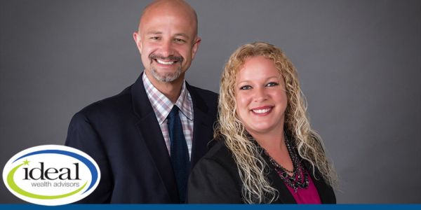 Ideal Wealth Advisors Logo with Photo of Craig Lundquist and Kristin Becker