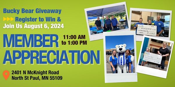 Text reads: Register to Win and Join Us! August 6, 2024 for Member Appreciation. 11:00 AM to 1:00 PM