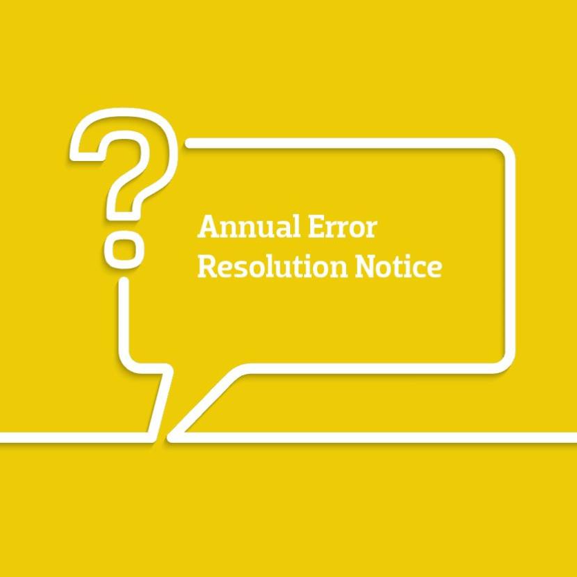 Annual Error Resolution Notice