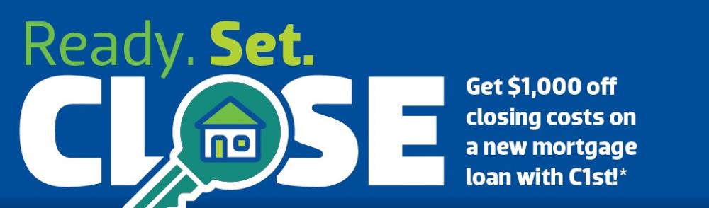 Get $1,000 off closing costs on a new mortgage loan.