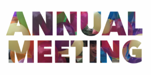 Annual Meeting in all caps on a multi-colored background