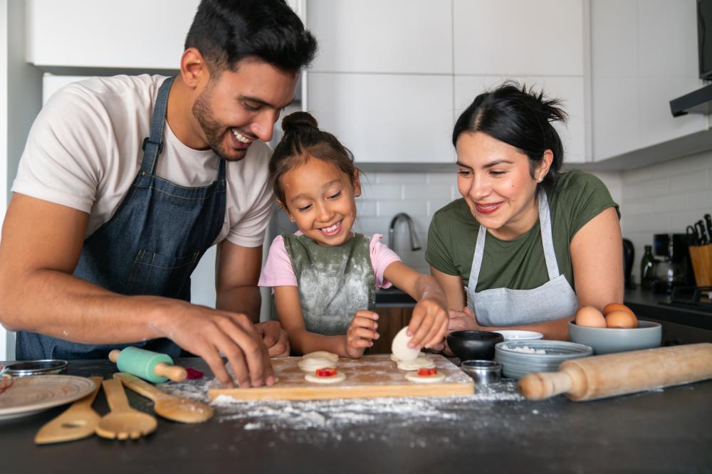 Hispanic Family in a Kitchen