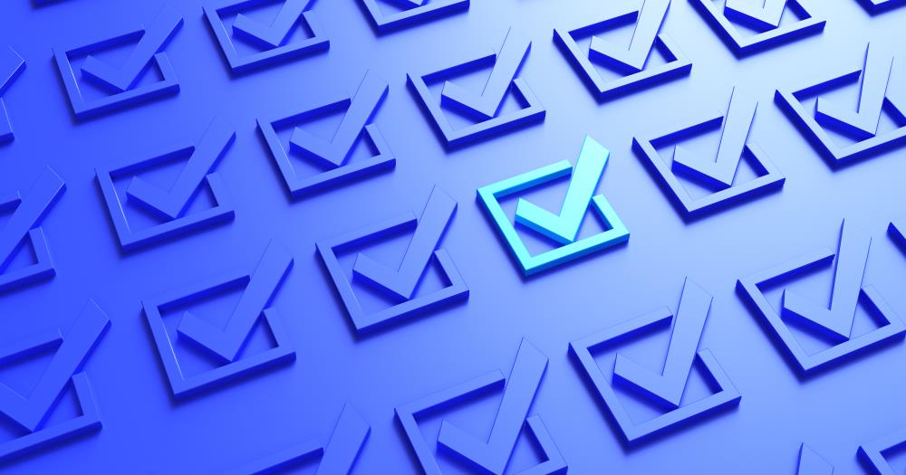 Voting block with check marks